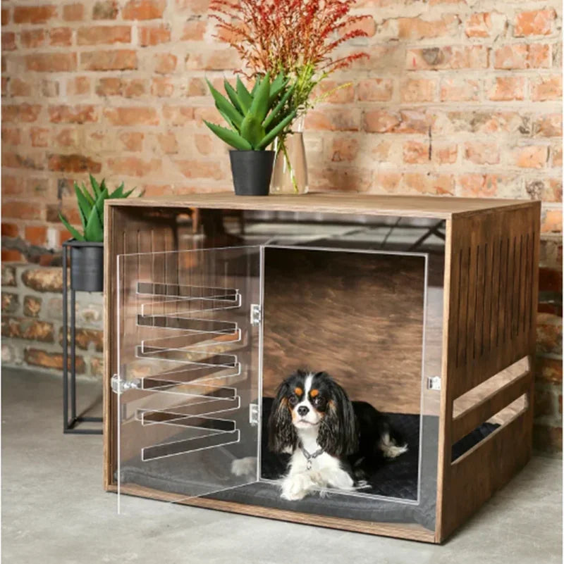 New Large Dog Kennel House Crate Indoor Dog Cat Bed House Furniture Wooden Dog Crate With Acrylic Door