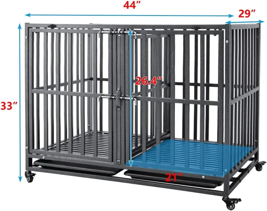 SMONTER Stackable Dog Crates with Divider- Heavy Duty Dog Cage and Kennel for 2 Small or Medium Dogs