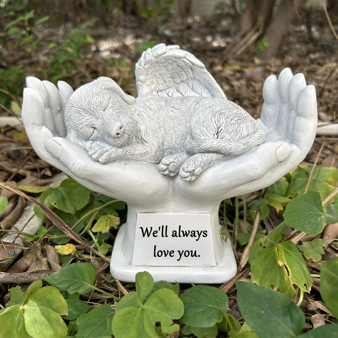 Personalized Dog Pet Memorial Garden Stone ，Angel Memorial Dog Statue Engrave with Any Word，Dog Grave Marker Headstone Tombstone