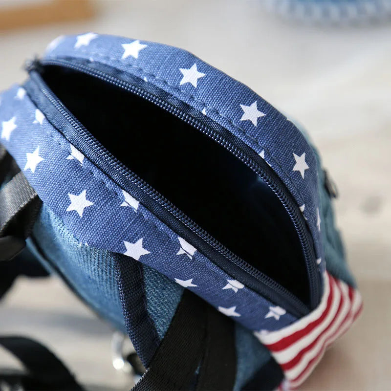 Pet Harness Leash Denim Backpack Puppy Outdoor Travel Backpack Bag Multifunction Backpack Carrier Dog Bag Accessories Supplies