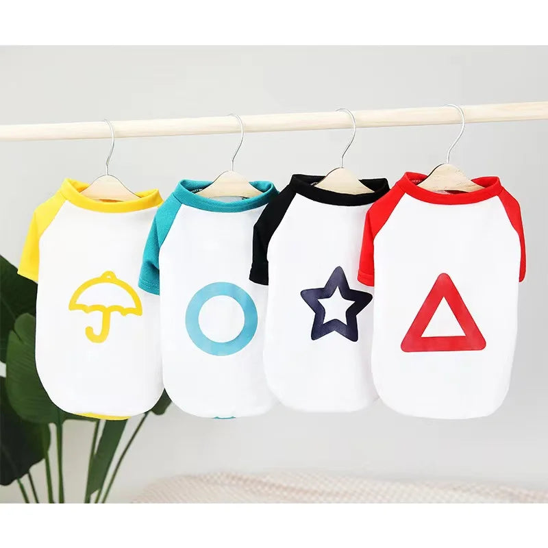 Dog Clothing Spring Summer Fashionable and Soft Fabric Pet Clothing Logo Color Matching T-Shirt Teddy Dog Casual Clothing