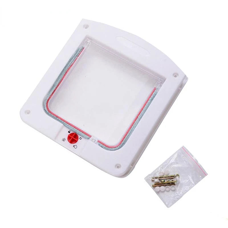 Pet Door 4 Way Locking Security Lock ABS Plastic Dog Cat Flap Door Controllable Switch Small Pet Gate Door Cat Dogs Flap Doors