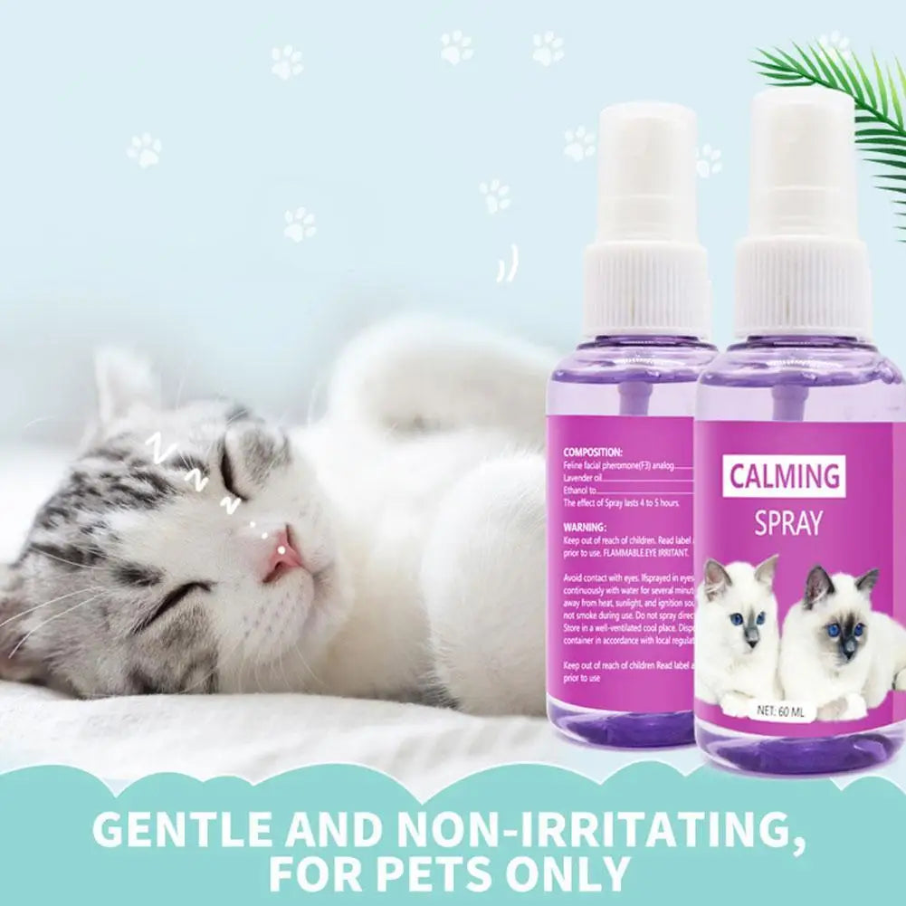 60ml calming spray Feline anti stress pheromone emotional soothing spray Health Cleaning Supplies for Cats Anti-Stress Spra B6B0