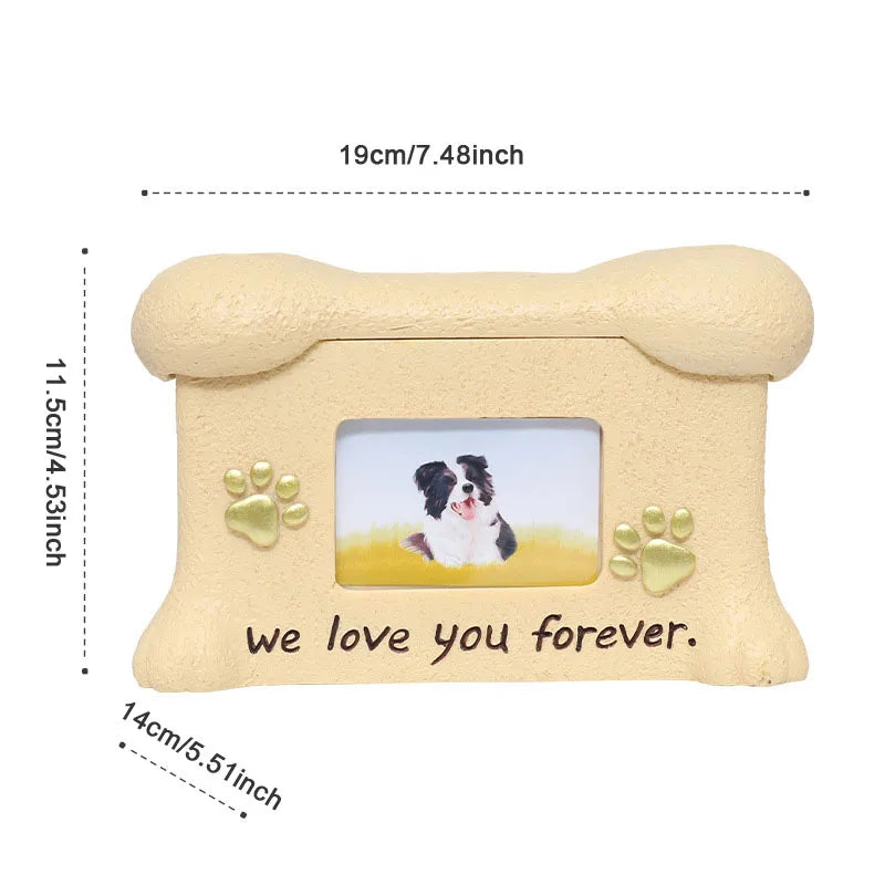 Creative Resin Creative Pet Dog Cinerary Casket with Photo Frame Kitten Puppy Animal Memorial Funeral Supplies Decorative Crafts