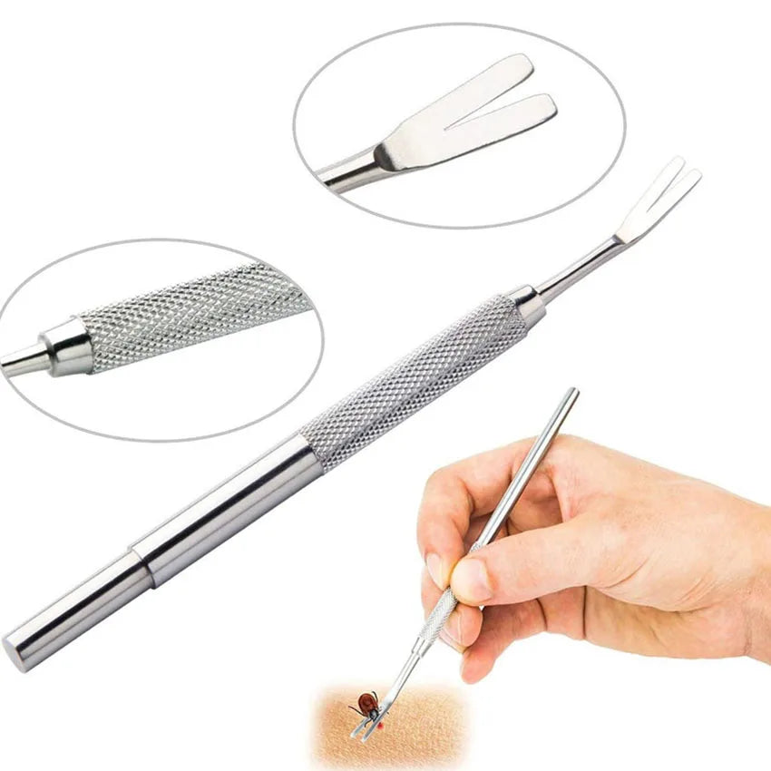 Stainless Steel Single Head Dog lice Fork tick Fork Pet Pest Control Flea Clip Hard Tick Extractor Cleaning Tool