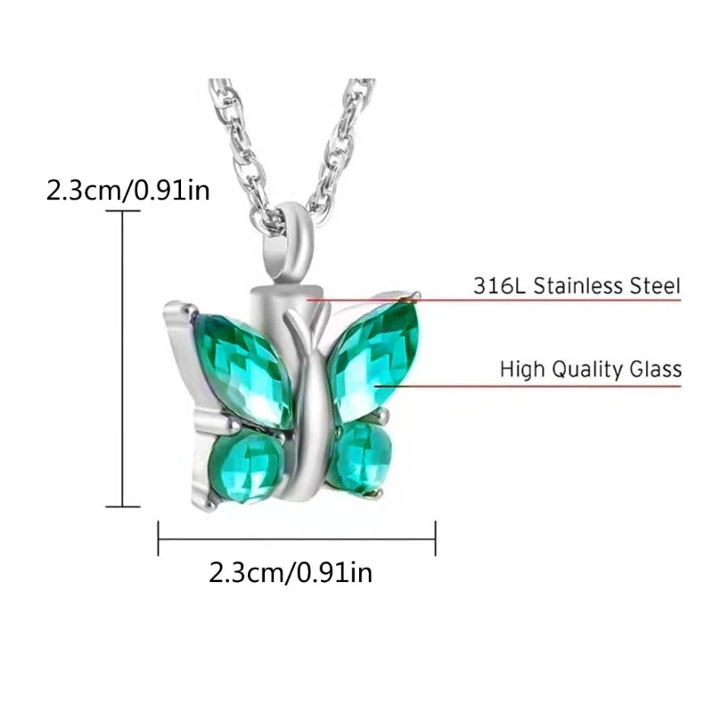 Memorials Dog Urns Necklace Pet Cremation Urn Butterfly Pendants Ashes Necklace Pet Memory Souvenir Ashes Container Dropship