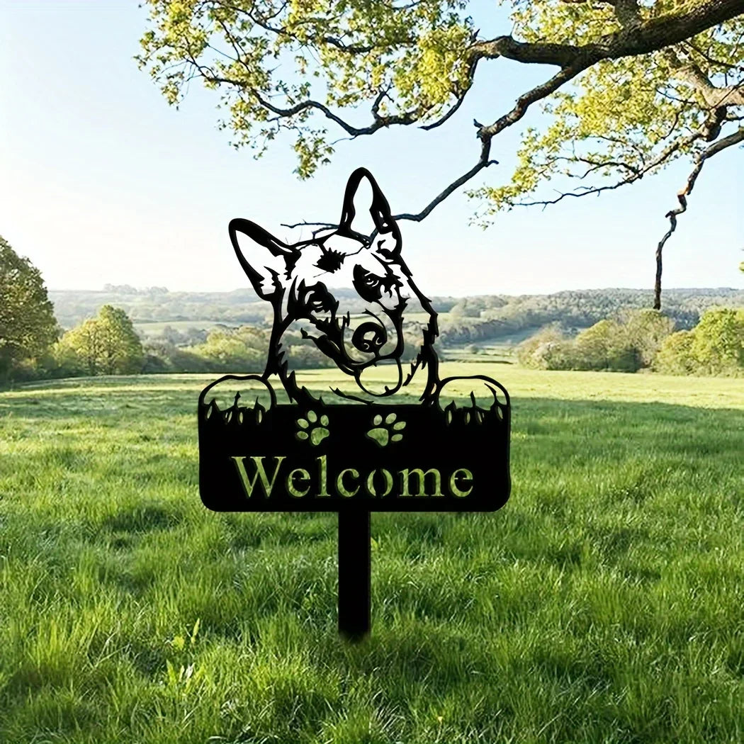 CIFBUY Deco 1pc German Shepherd Dog Memorial Stake Metal German Shepherd Dog Garden Stake Sign Yard Stake Dog Memorial Marker