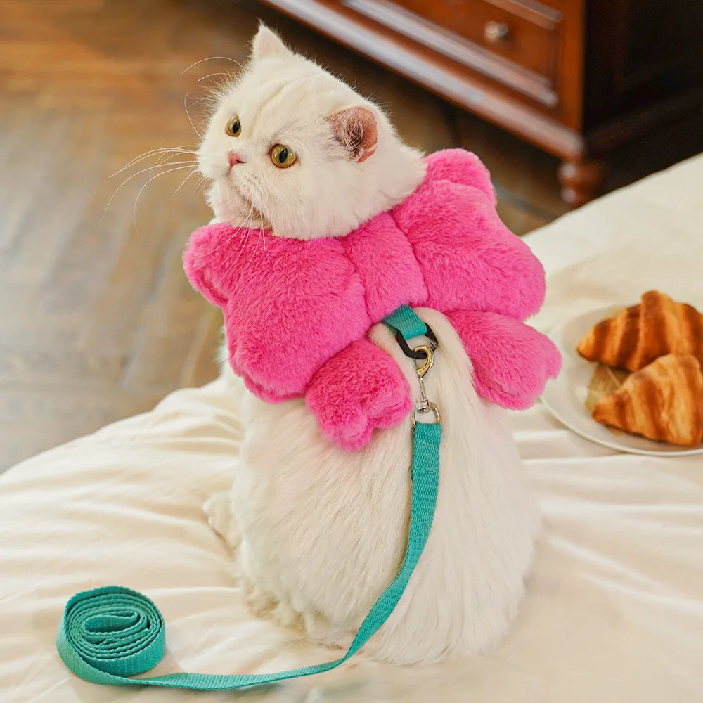 Pet Bow Chest Strap Traction Rope Walking Dog Rope Dog and Cat Going Out Cute Bow Self Backpack Dog Accessories