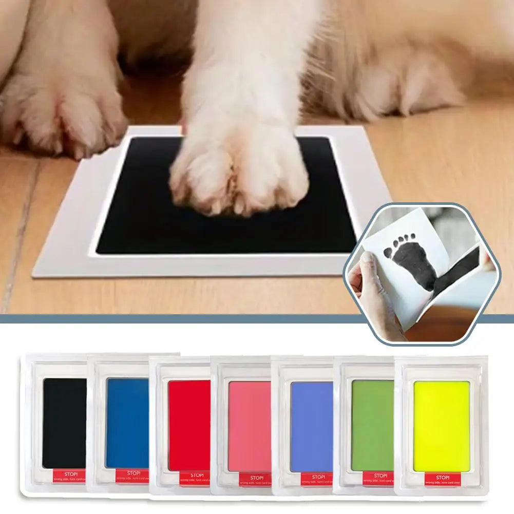 Dog Cat Footprint Pad Paw Print Ink Kit Pad Baby Handprint Pet Stamp Souvenir Non-toxic Printing Clean DIY Easy Safe Mess-f H4N1