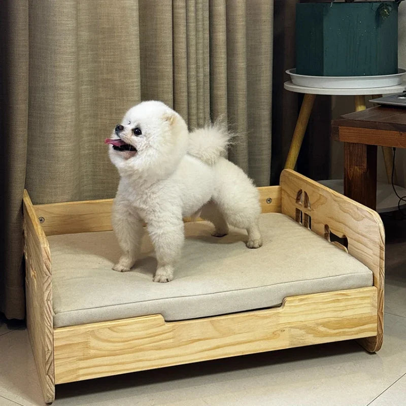 Elevated Solid Wood Pet BedIdeal For Small To Medium Dogs Year Round Comfort Raised Teddy Bear And Cat Bed