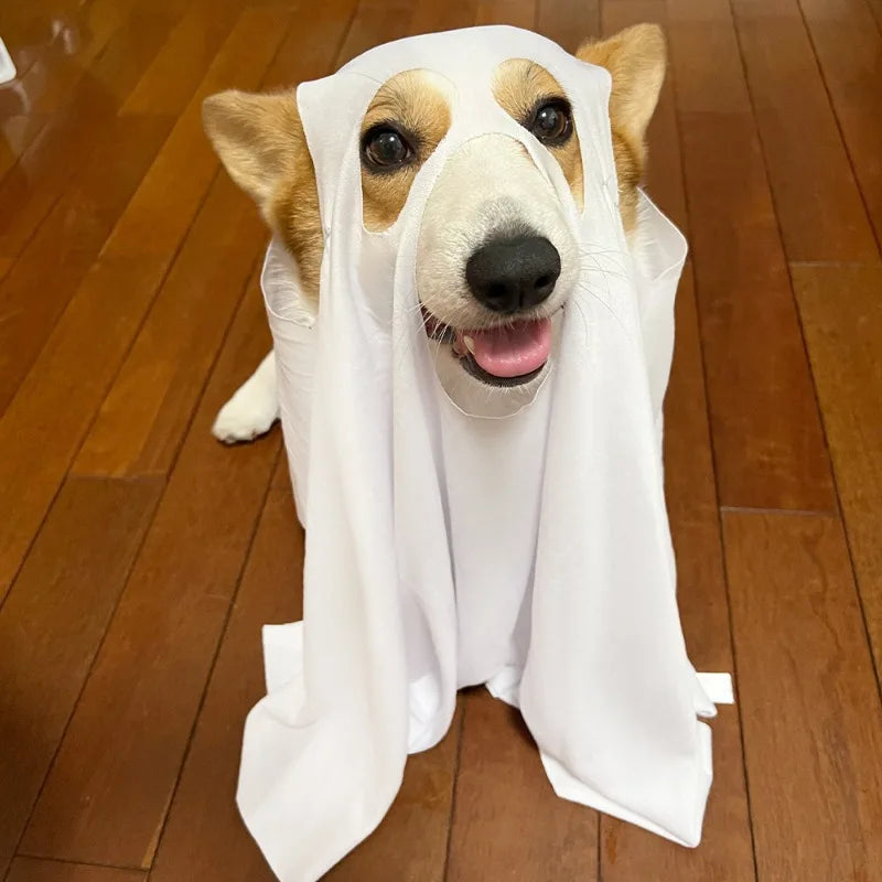 Halloween Dog Ghost Cosplay Costume Pet Cos Outfits Dogs Cats Cape Clothing Christamas Carnival Party Costumes