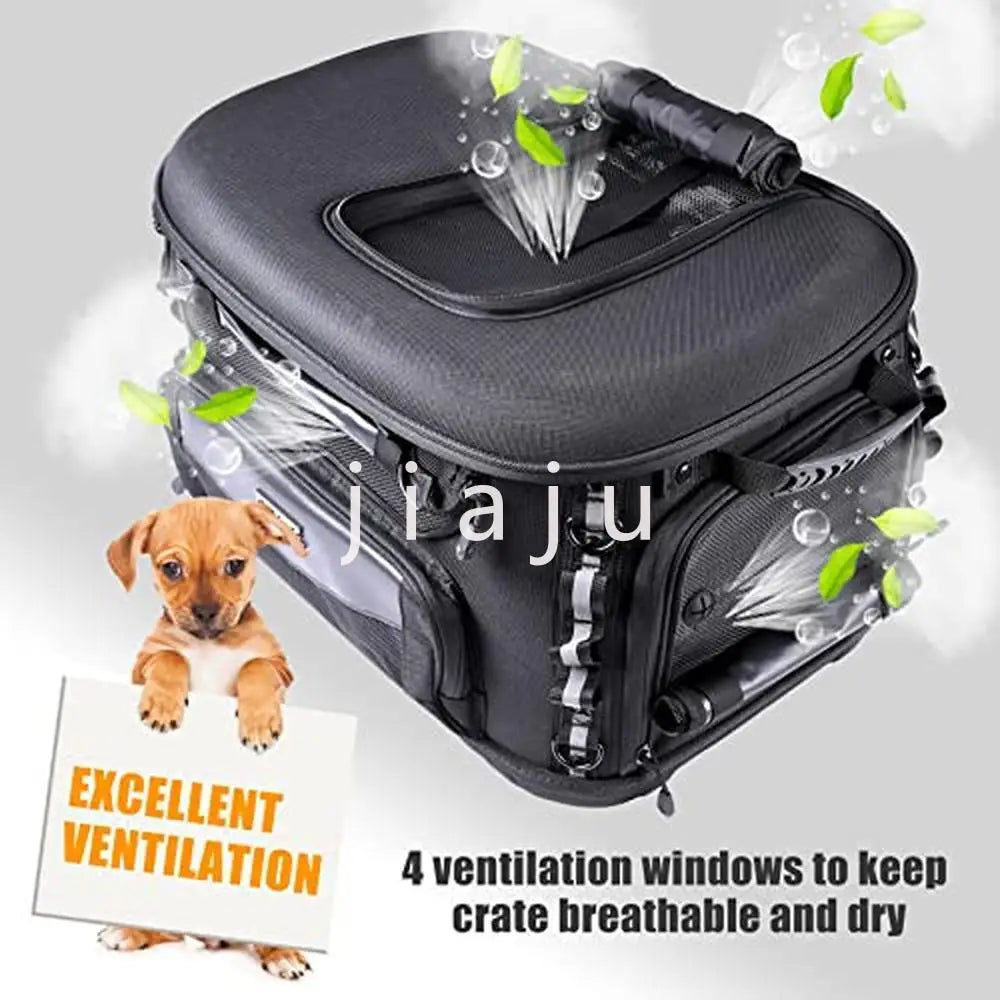 Motorcycle Pet Carrier Crate Bag Storage Rain cover Bowls Reflective Straps Safety Durable Portable Installation Easy Universal