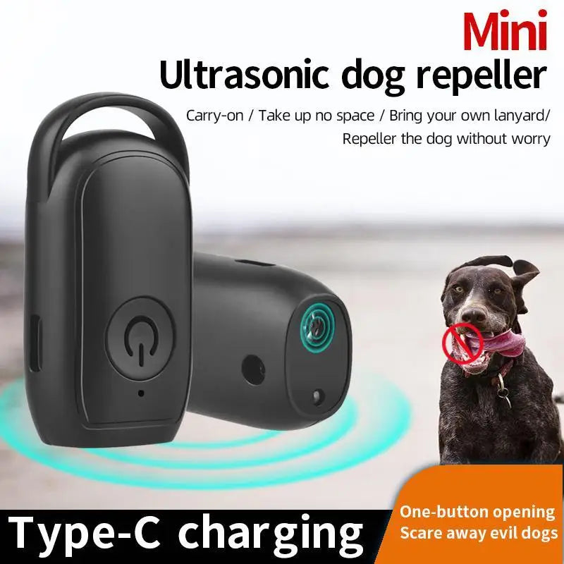 Mini Ultrasonic Dog Repeller Long Distance Training USB Rechargeable Dog Drive Device with LED Outdoor Defense Anti Barkin