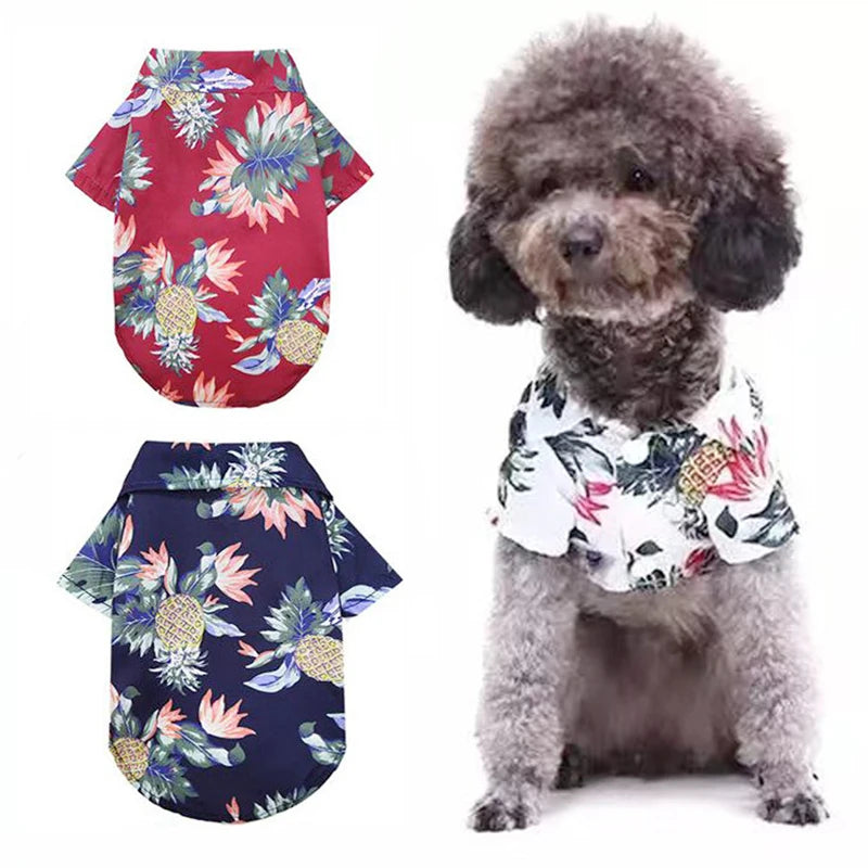 Summer Pet Dog Clothes Hawaiian Style Leaf Printed Beach Shirts for Puppy Small Large Cat Dog Chihuahua Costume Pet Clothing