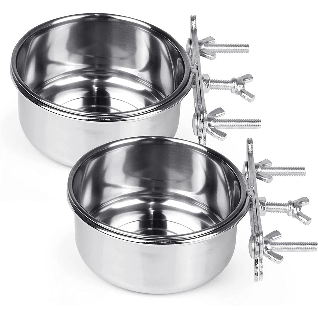 Stainless Steel Hanging Pet Bowls For Dogs  Cats Cage Kennel Crate Feeder Dishes For Food Water Bowls Bunny Feeder Pets Supplies