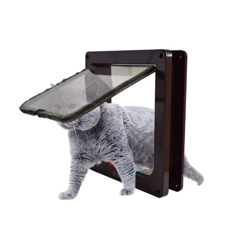 Cat Dogs Flap Doors Cat Puppy Safety Gate Puppy Kitten Safety In&out Pet Door with 4 Way Security Lock Transparent Thin Cat Door