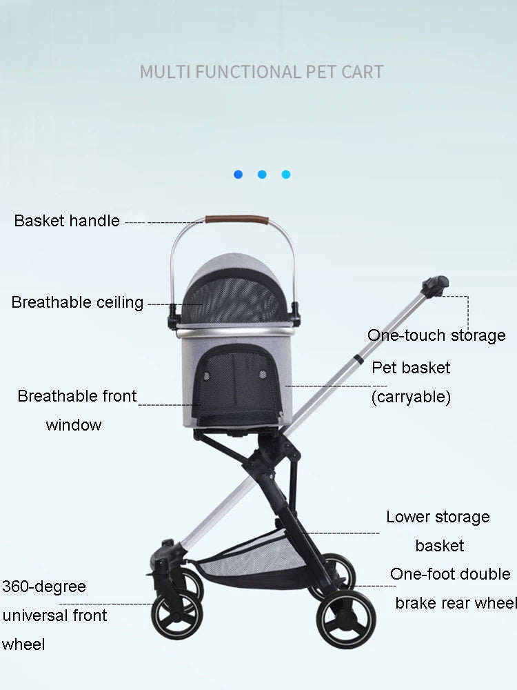 Hello Baby Dog Carrier Sturdy Aluminum Alloy Frame Up Travel Stroller Luxury Pet Stroller Foldable Light  For Small Medium Dog