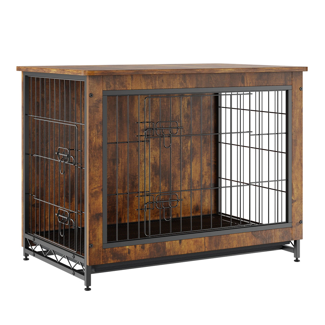 VEVOR Dog Crate Furniture 32in Wooden Double Doors Dog Crate W/Multi-Purpose Removable Tray Modern Dog Kennel Indoor Up to 45lbs