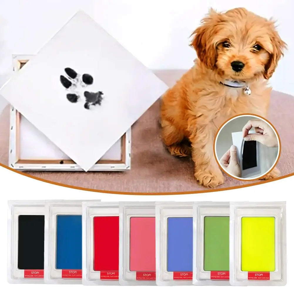 Dog Cat Footprint Pad Paw Print Ink Kit Pad Baby Handprint Pet Stamp Souvenir Non-toxic Printing Clean DIY Easy Safe Mess-f H4N1