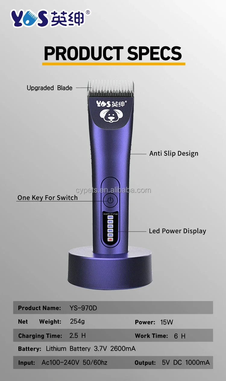 pet hair clipper comparable A5 blade 10FC dog grooming hair clipper LED display pet shaver heavy duty dog hair clippers