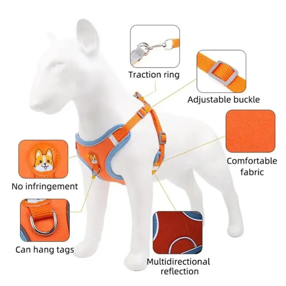 Pet Dog Harness Reflective Adjustable Breathable Vest Chest Strap Collar Dog Accessoires For Small Medium Large Dogs Cat Puppy