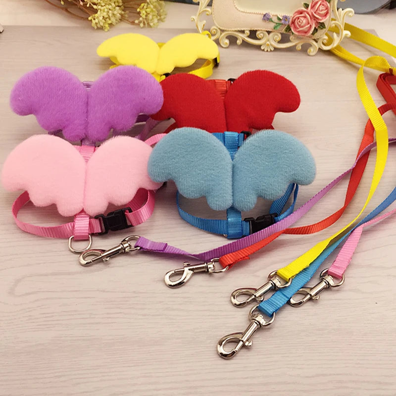 Cute Angel Pet Puppy Dog Leashes And Collars Set Cat  Harness 3D Wings Adjustable for Small Medium Dogs Outdoor Walking Supplies