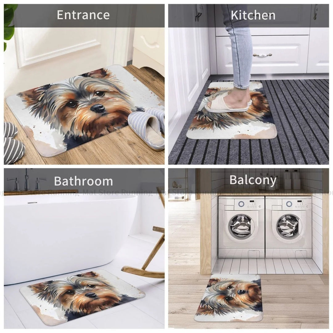 Yorkshire Terrier Pet Dog Bath Non-Slip Carpet Portrait Bedroom Mat Welcome Doormat Home Decoration Rug