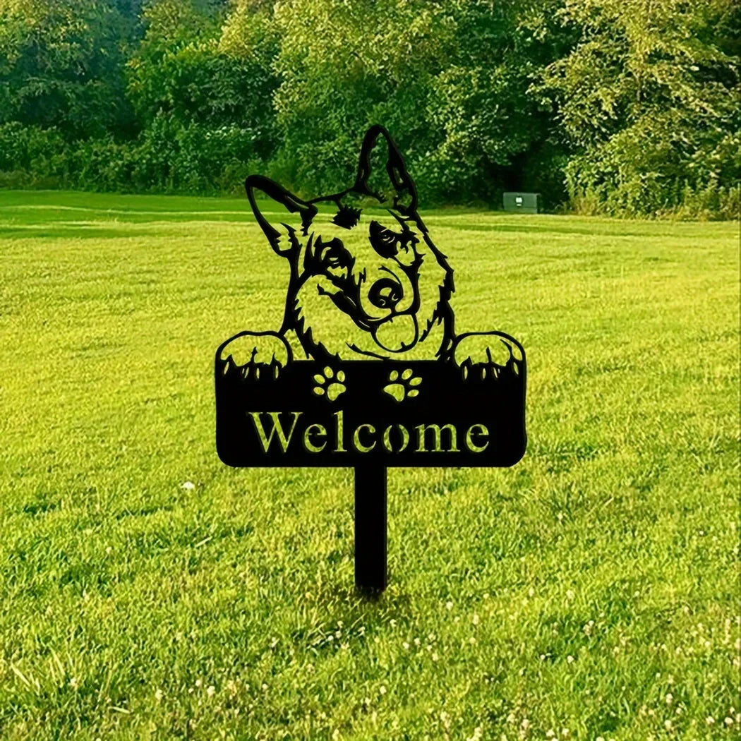 CIFBUY Deco 1pc German Shepherd Dog Memorial Stake Metal German Shepherd Dog Garden Stake Sign Yard Stake Dog Memorial Marker