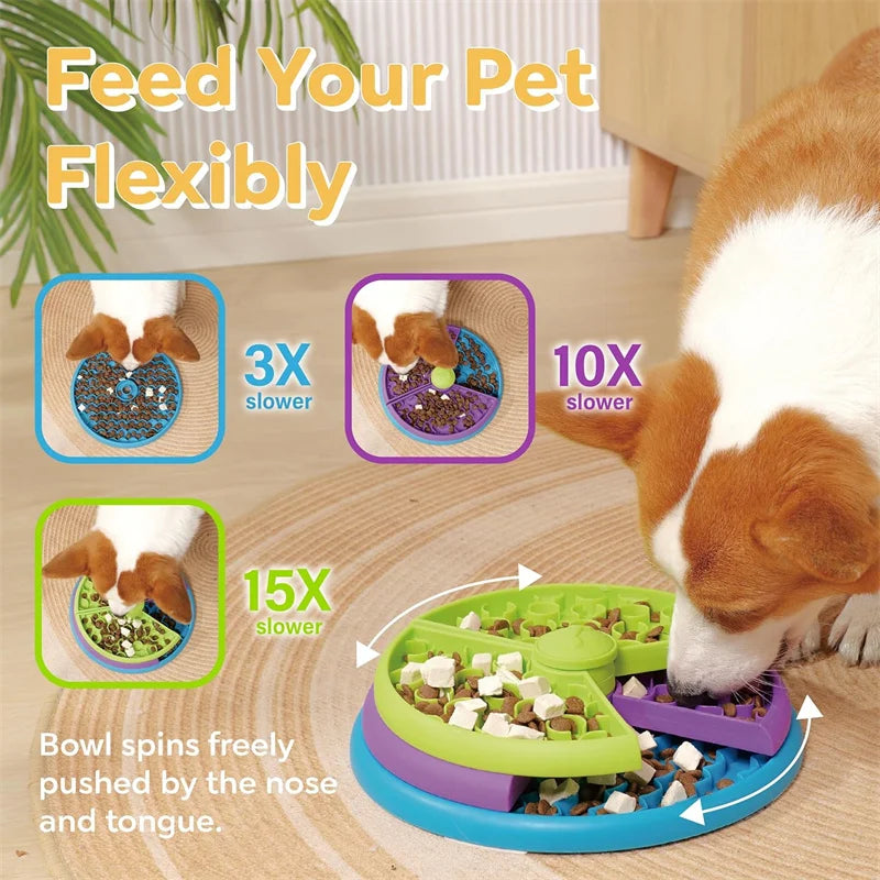 Pet Slow Food Bowl 3-Layers Puzzle Puppy Anti-choking Non-slip Feeder Puzzle Bowl Dog Slow Eating Interactive Toy Pet Supplies