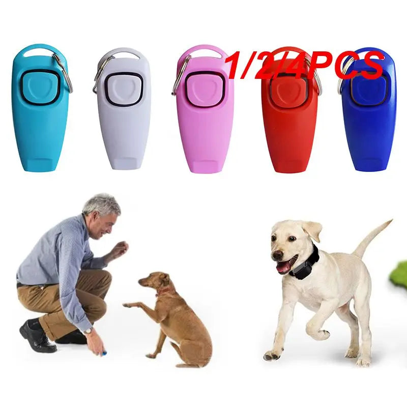 1/2/4PCS Hot Sale!Combo Dog Clicker & Whistle - Training,Pet Trainer Click Puppy With Guide,With Key Ring SP99