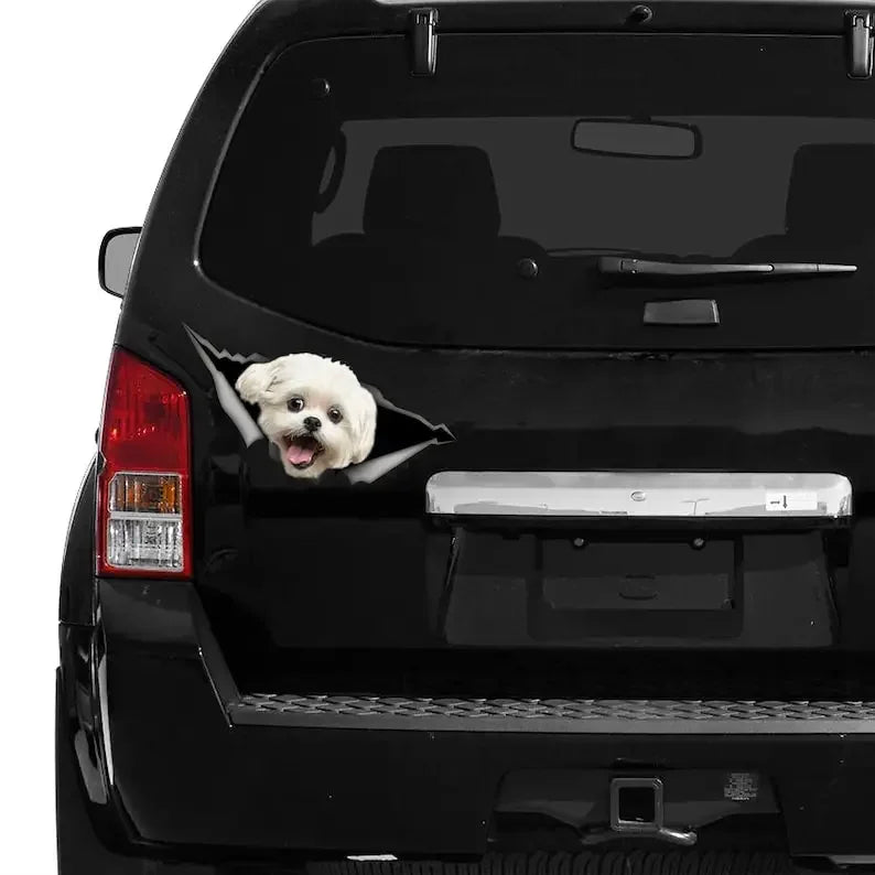 White Lhasa Apso decal, Lhasa Apso car sticker, White Lhasa Apso magnet, dog car decal