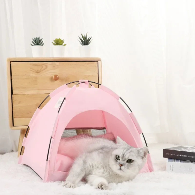 Pet Tent Bed Warm Cat House with Cushions Clamshell Sofa Basket for Kittens Winter Pet Furniture Cozy Pet Hideaway Shelter