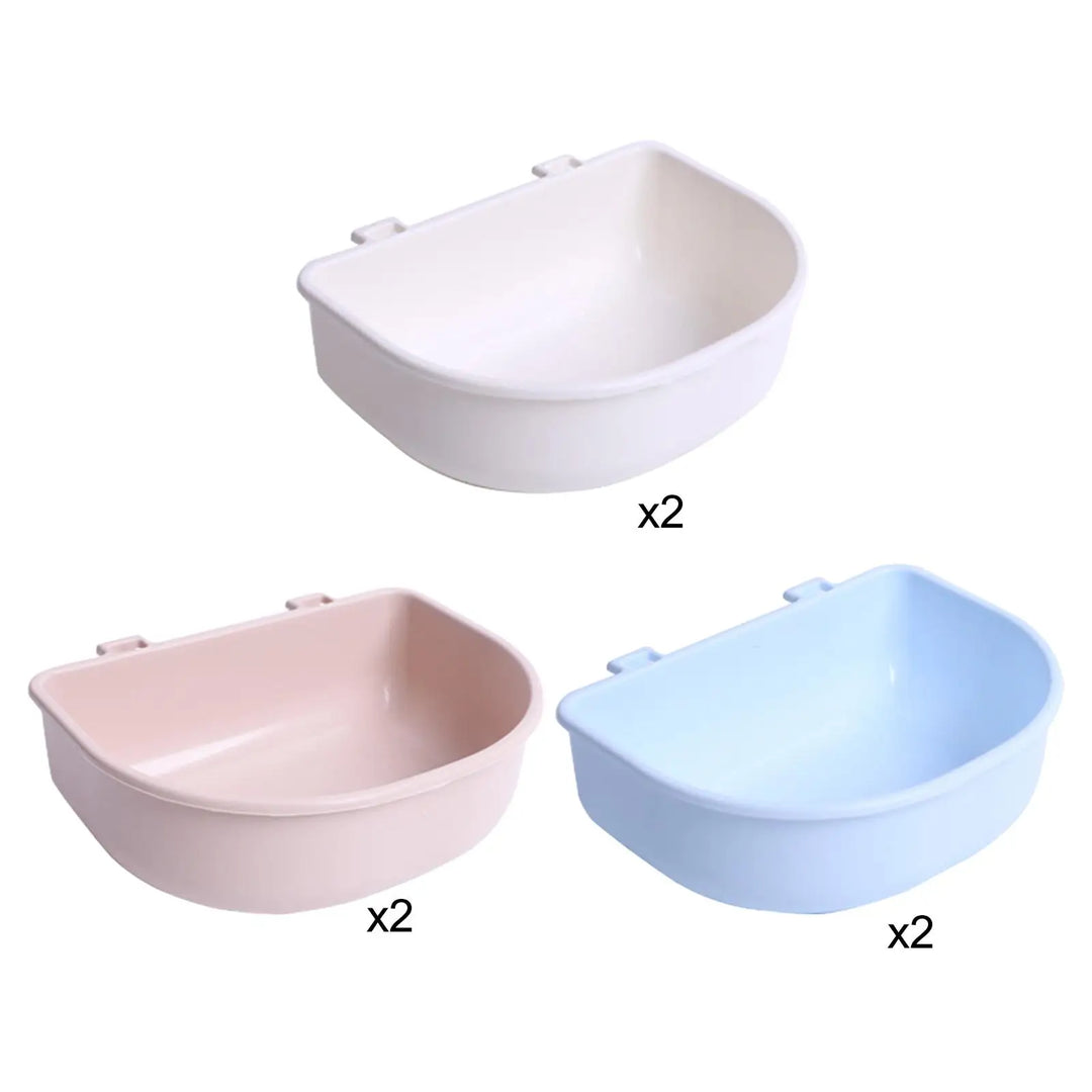 2x Pet Crate Hanging Bowls Travel Pet Carrier Bowl Slow Feeding Drink Water Bowl for Kitty Kitten Small Dogs Puppy Guinea Pigs