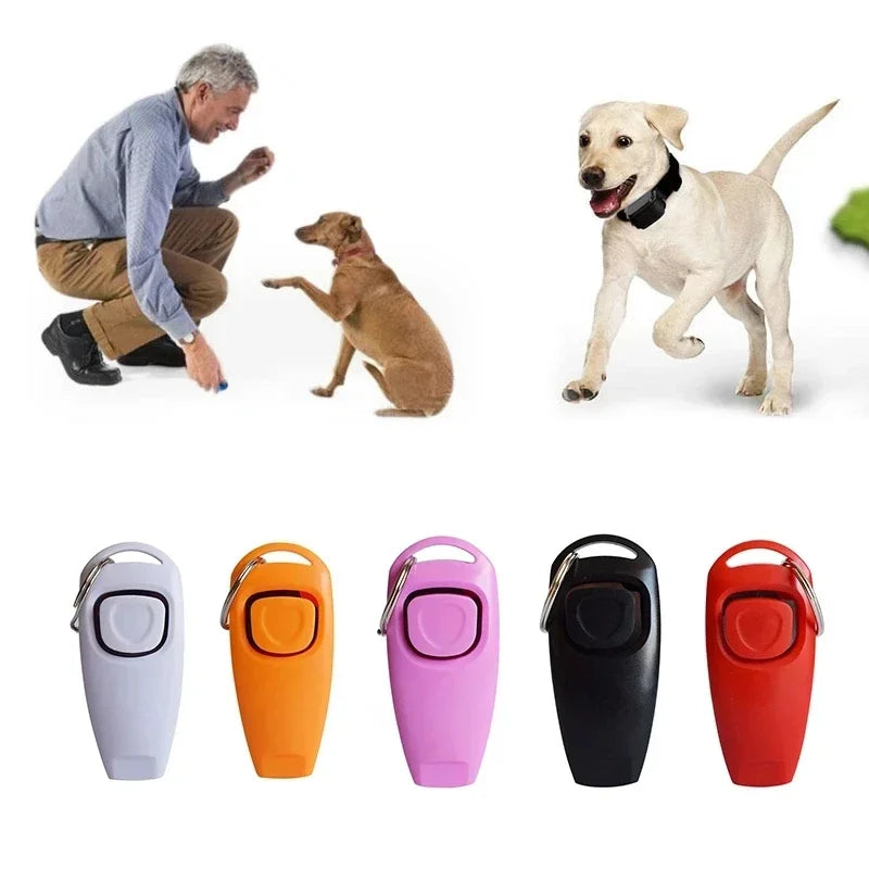 2 in 1 Pet Cat Dog Training Clicker and Whistle Adjustable Wristband Pet Trainer Assistive Guide with Key Ring Dog Pet Supplies