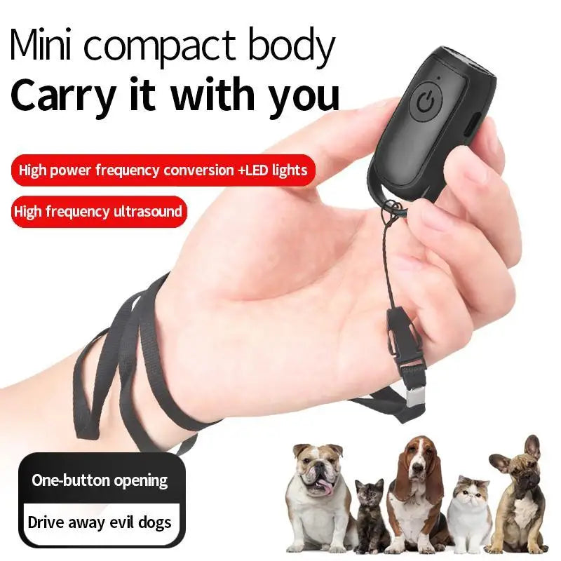 Mini Ultrasonic Dog Repeller Long Distance Training USB Rechargeable Dog Drive Device with LED Outdoor Defense Anti Barkin