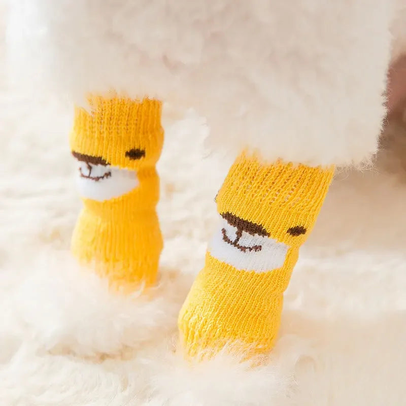 Pet Clothing Cute Cartoon Bear Pet Joint Socks Elastic Soft Dirt Resistant Cat Dog Cotton Socks Dog Leg Warmers