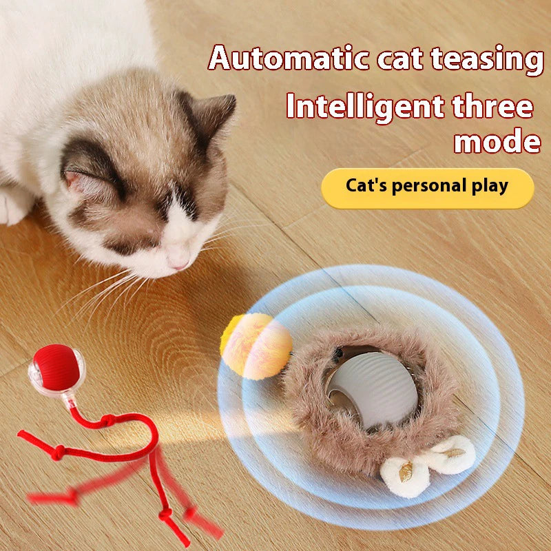 Electric Cat Ball Toys Automatic Rolling Ball Faux Tail Rechargeable Smart Pet Interactive Toy Dog Cat Training Imitate Mouse