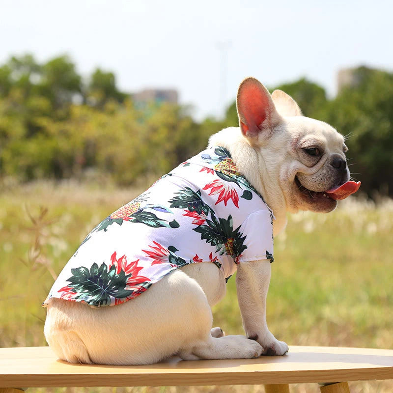 Summer Pet Dog Clothes Hawaiian Style Leaf Printed Beach Shirts for Puppy Small Large Cat Dog Chihuahua Costume Pet Clothing