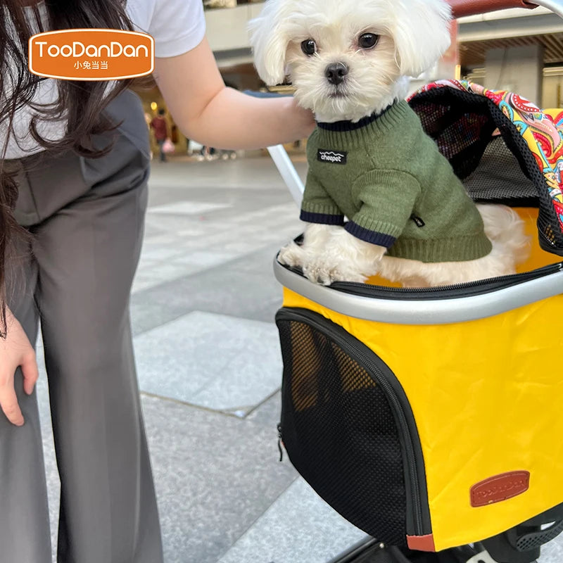 Toodandan High Quality Folding Four wheeled Travel Carrier Carriage Pet Stroller For Dogs And Cat