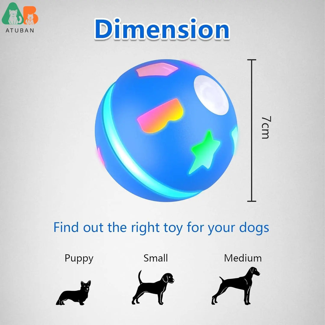 ATUBAN Interactive Dog Toys/Cats Balls with Motion Activated/USB Rechargeable, Electric Dog Smart Ball for Medium Small Puppy