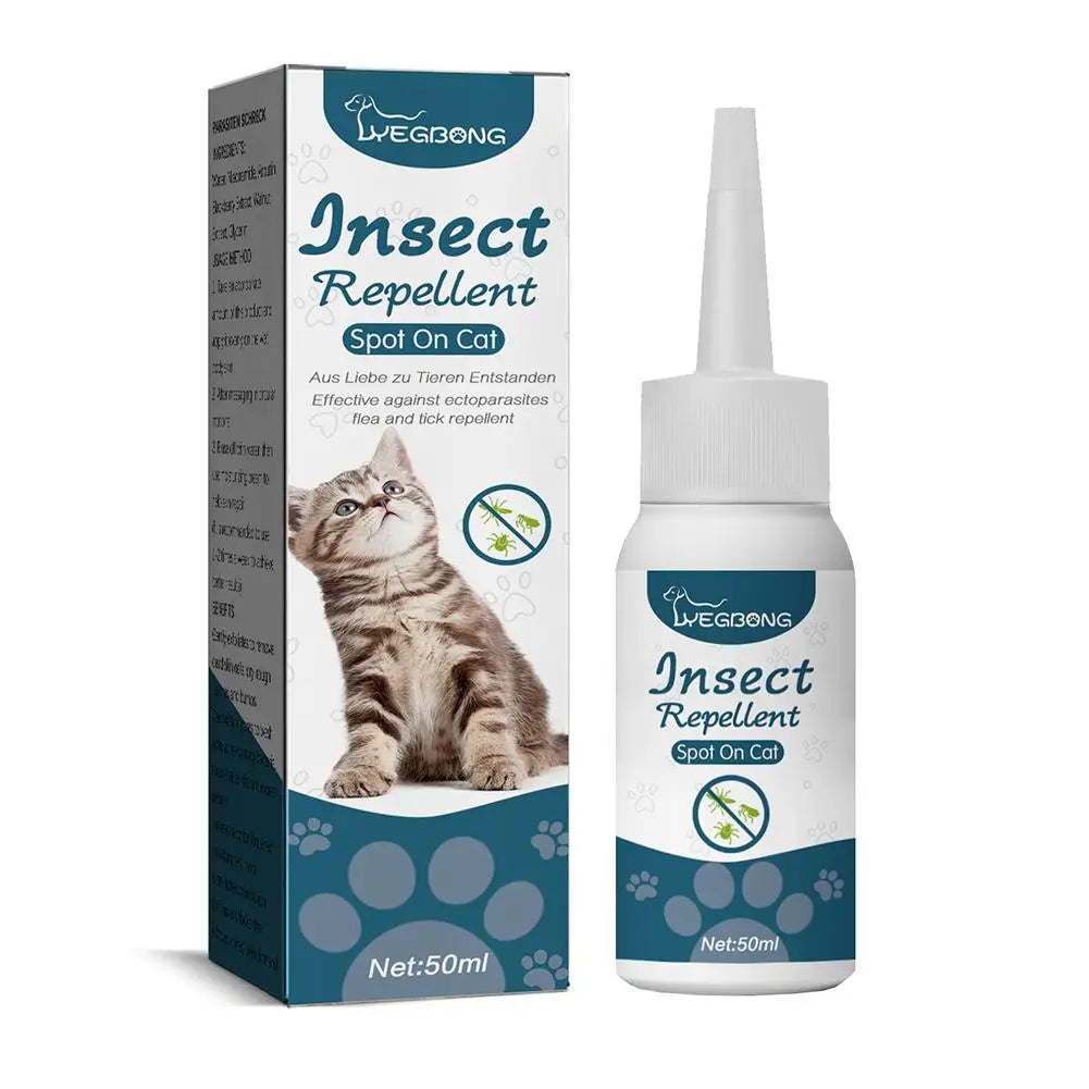 50ml Pet Flea Killer Drops Cats Ticks Lice Mite Removal Dogs Pet Relieve Itching Insect Ringworm Drops Treatment Removal B8N1