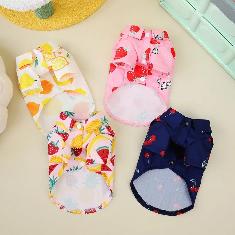 Puppy Open Button Shirt Thin Pet Clothing Teddy Fruit T-Shirt Spring Summer Casual Shirt Fashionable Dog Clothes