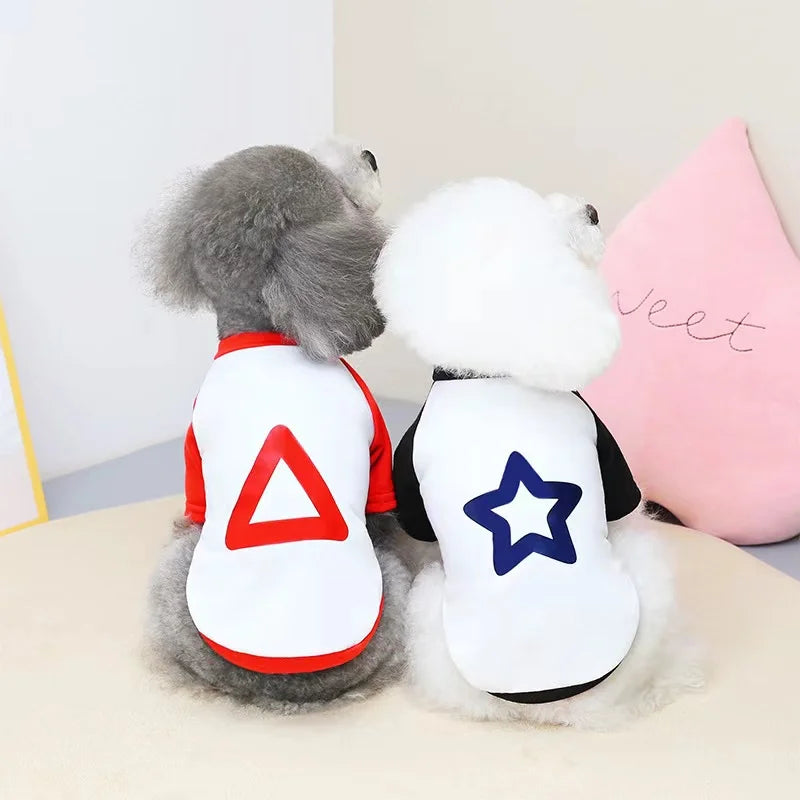 Dog Clothing Spring Summer Fashionable and Soft Fabric Pet Clothing Logo Color Matching T-Shirt Teddy Dog Casual Clothing